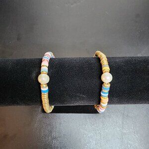 Set of Two Pastel and Gold Bracelets